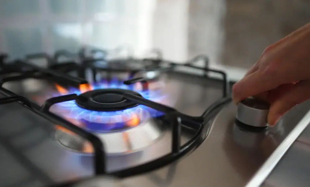 A close up of a gas stove.