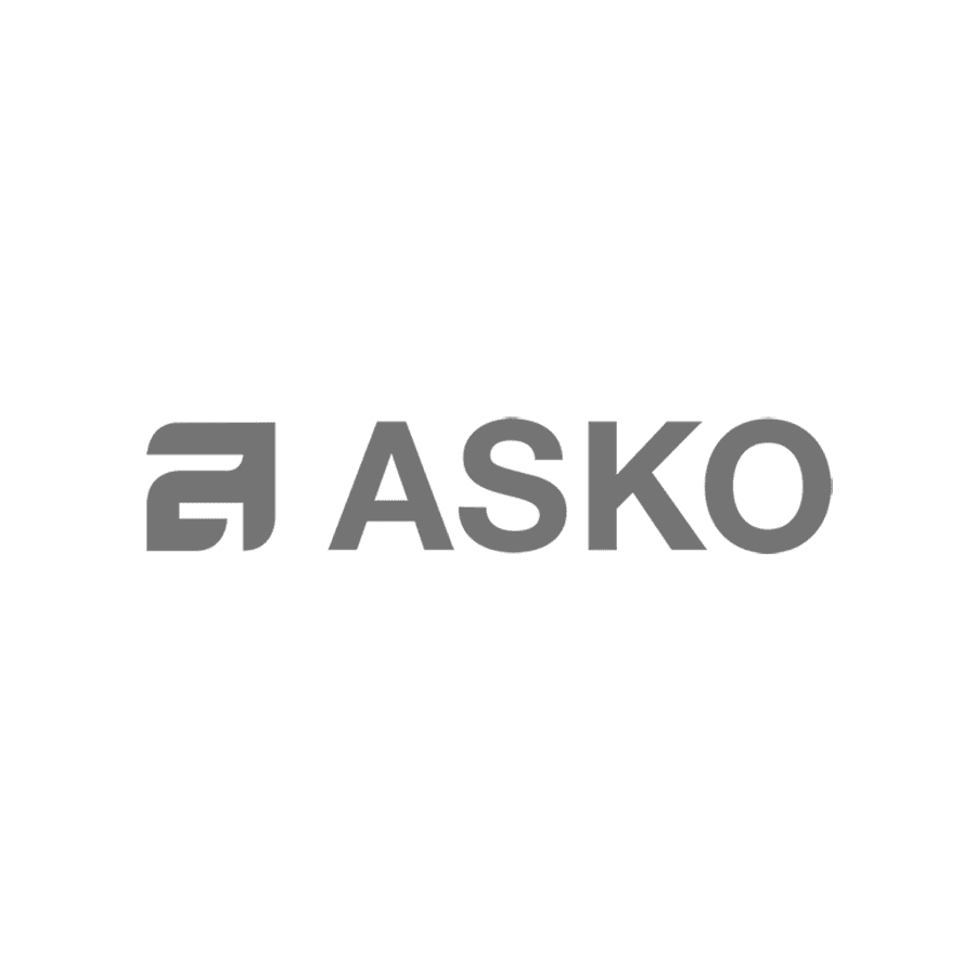 The image features the ASKO logo, with a stylized "A" symbol on the left and the word "ASKO" in bold, gray capital letters to the right, set against a light gray background.